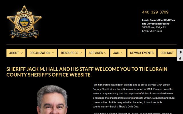 Screenshot of Lorain County Jail website