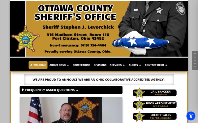 Screenshot of Ottawa County Detention Facility website