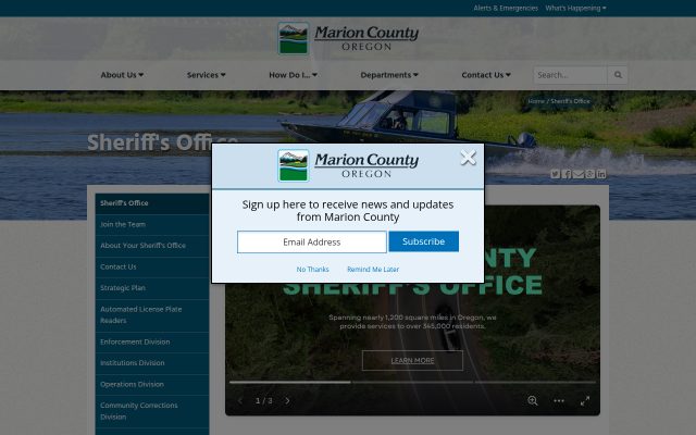 Screenshot of Marion County Jail website