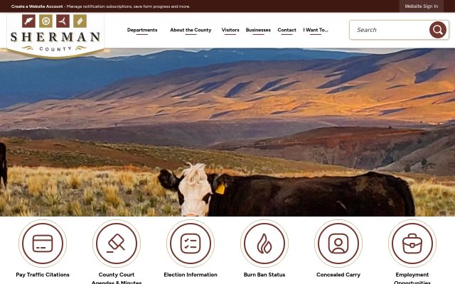 Screenshot of Sherman County Jail website