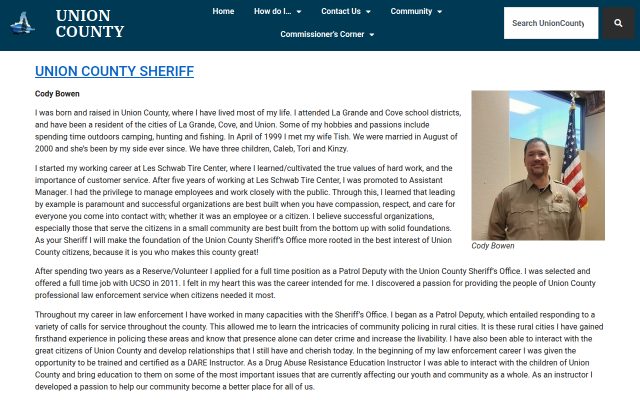 Screenshot of Union County Jail website