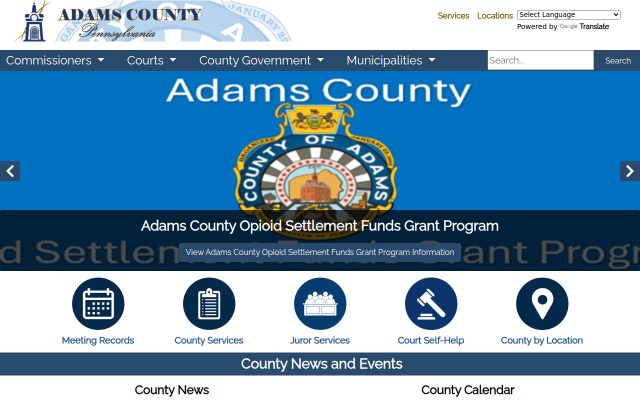 Screenshot of Adams County Adult Correctional Complex website