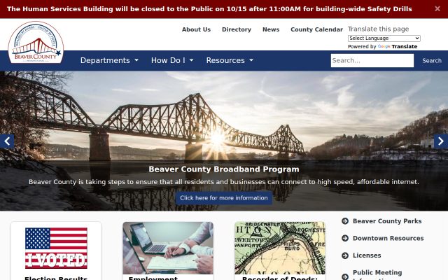 Screenshot of Beaver County Jail website
