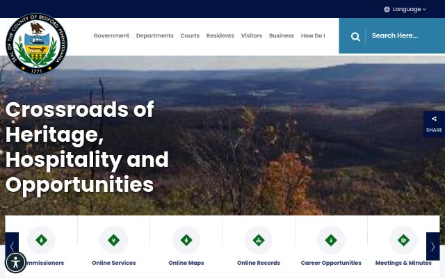 Screenshot of Bedford County Correctional Facility website