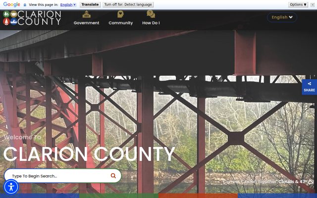 Screenshot of Clarion County Jail website