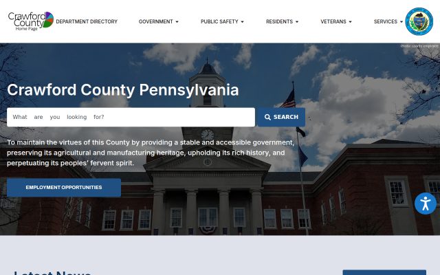 Screenshot of Crawford County Correctional Facility website