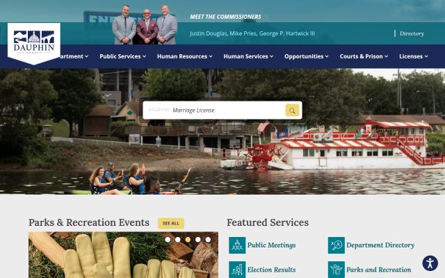 Screenshot of Dauphin County Prison website