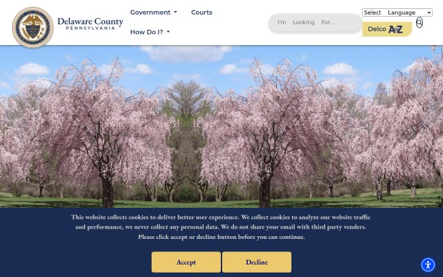 Screenshot of George W. Hill Correctional Facility website