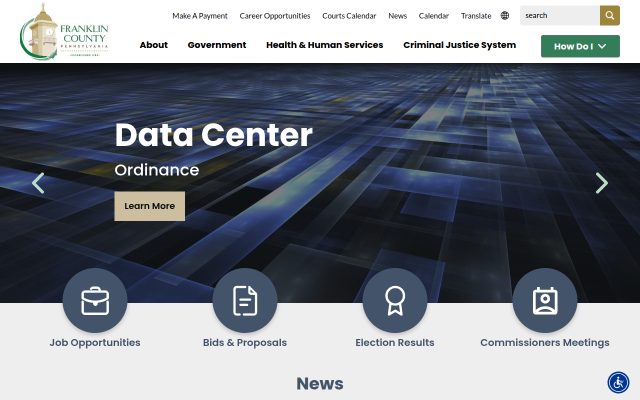 Screenshot of Franklin County Jail website