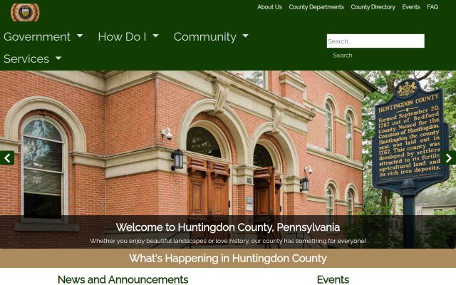 Screenshot of Huntingdon County Prison website