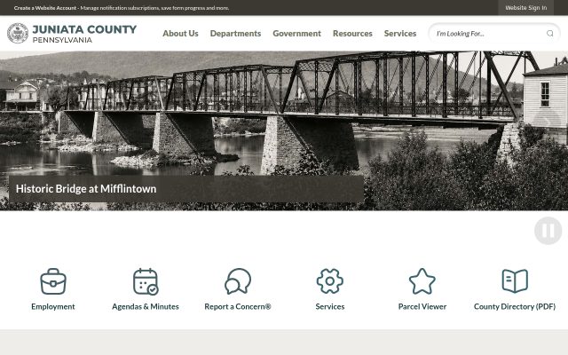 Screenshot of Juniata County Prison website