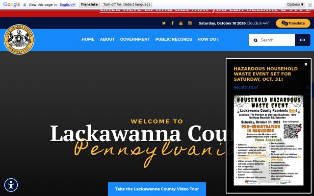 Screenshot of Lackawanna County Prison website
