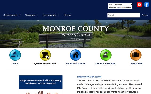 Screenshot of Monroe County Correctional Facility website