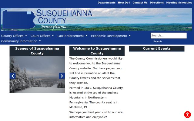 Screenshot of Susquehanna County Correctional Facility website