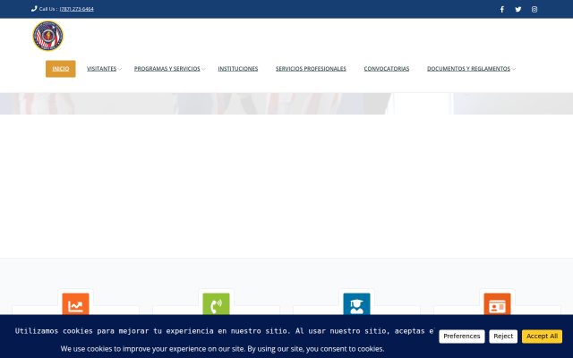 Screenshot of Puerto Rico Department of Correction and Rehabilitation (Departamento de Corrección y Rehabilitación, DCR) website