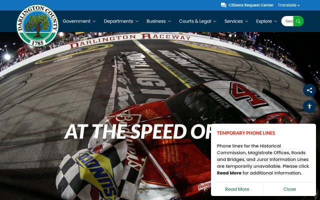 Screenshot of Darlington County Detention Center website