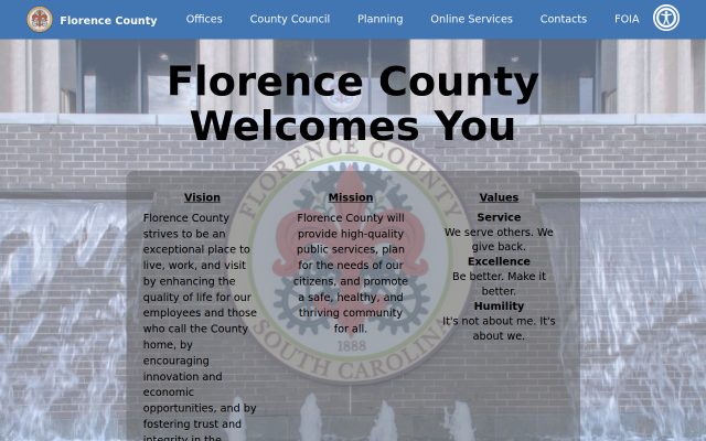 Screenshot of Florence County Detention Center website