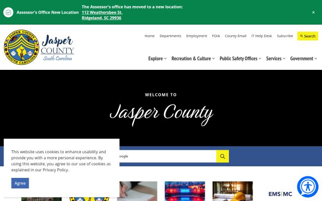 Screenshot of Jasper County Detention Center website