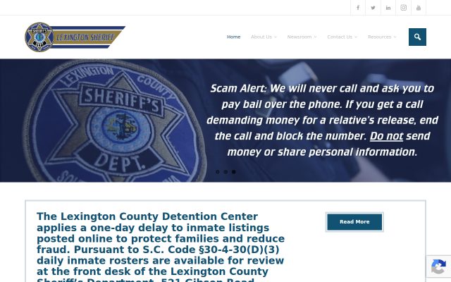 Screenshot of Lexington County Detention Center website