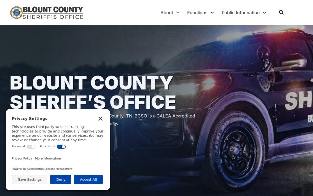 Screenshot of Blount County Correctional Facility website