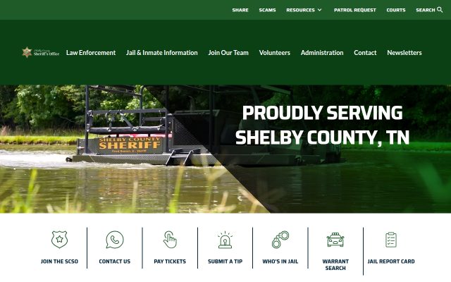 Screenshot of Shelby County Jail website