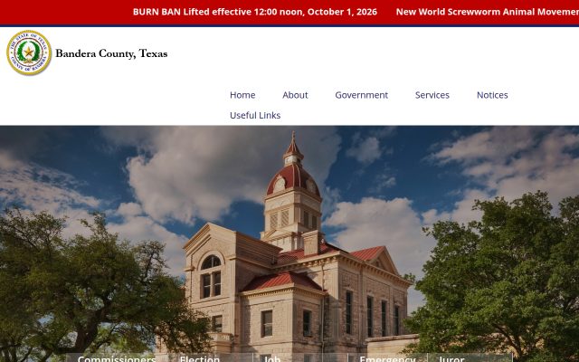 Screenshot of Bandera County Jail website