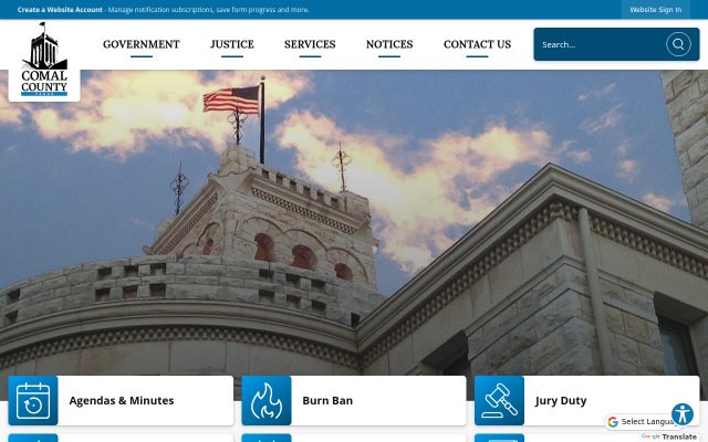 Screenshot of Comal County Jail website
