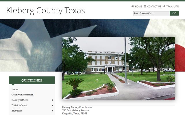 Screenshot of Kleberg County Jail website