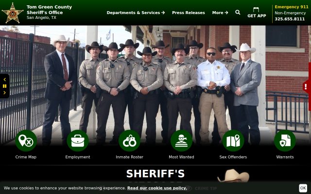 Screenshot of Tom Green County Jail website