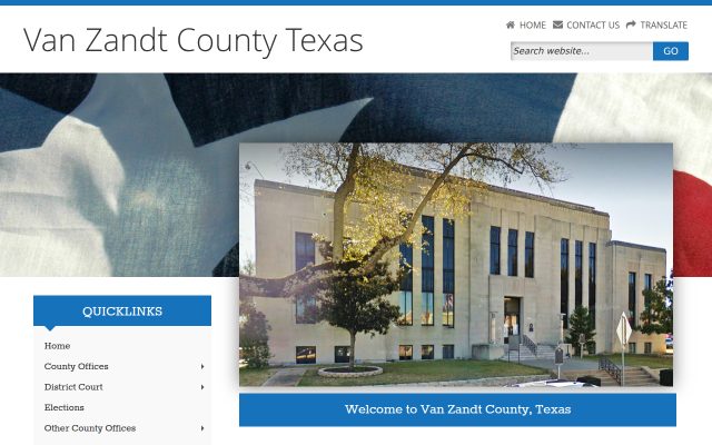 Screenshot of Van Zandt County Jail website