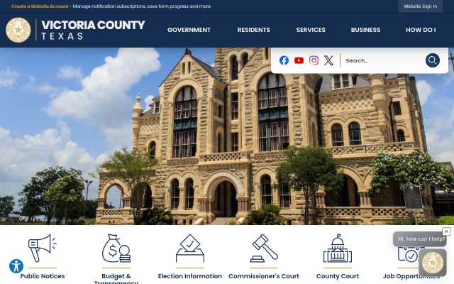 Screenshot of Victoria County Jail website