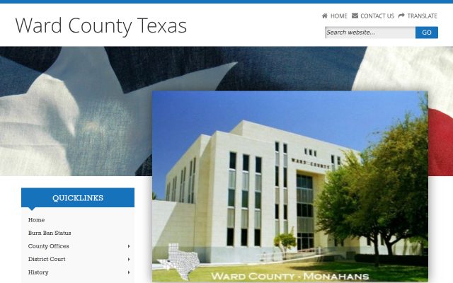Screenshot of Ward County Jail website