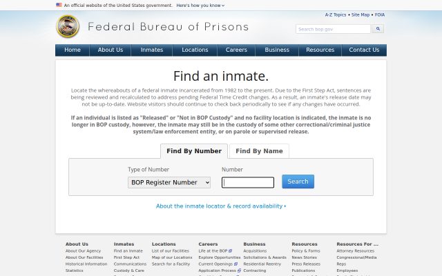 Screenshot of Federal Detention Center (FDC) Honolulu website