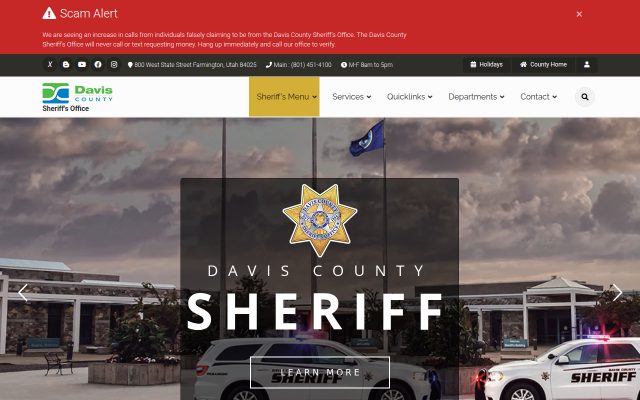 Screenshot of Davis County Jail website