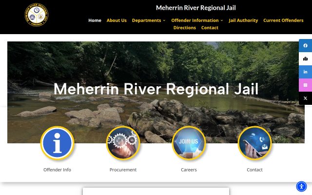 Screenshot of Middle River Regional Jail website