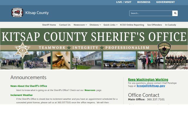Screenshot of Kitsap County Jail website