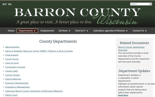 Screenshot of Barron County Jail website