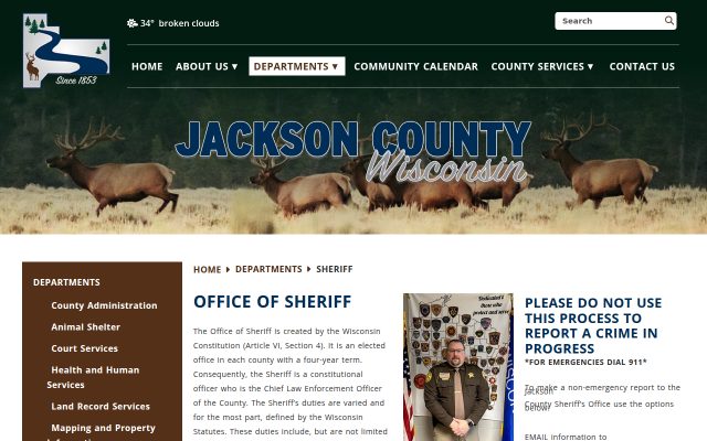 Screenshot of Jackson County Jail website