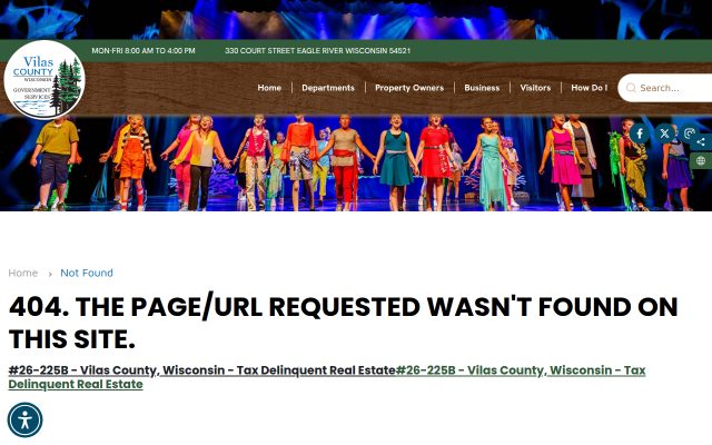 Screenshot of Vilas County Jail website