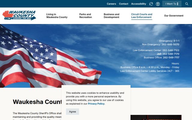 Screenshot of Waukesha County Jail website